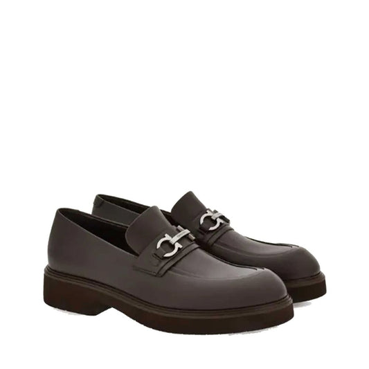 Brown Calfskin Slip-On Loafers
