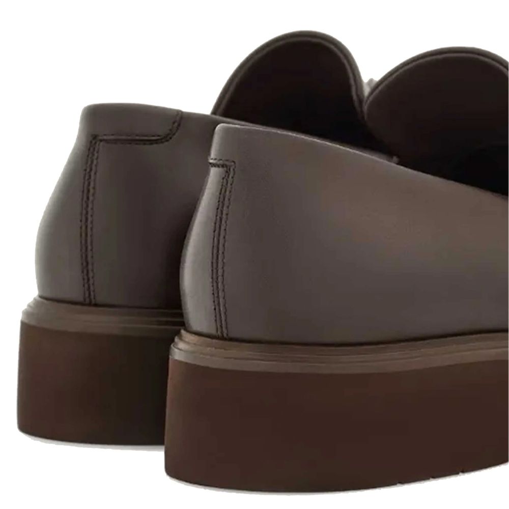 Brown Calfskin Slip-On Loafers