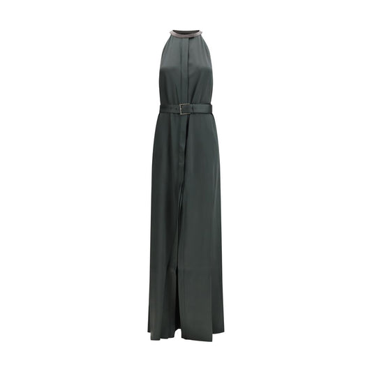 Bicolor Acetate Long Dress
