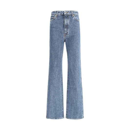 Blue Cotton High-Waisted Jean
