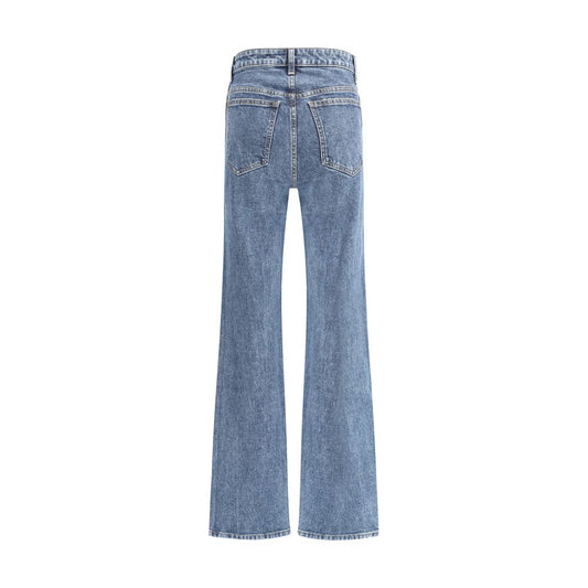 Blue Cotton High-Waisted Jean