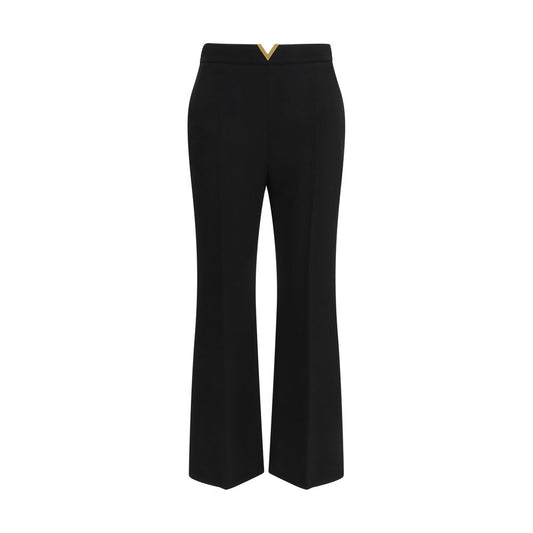Black Fleece Wool Flared Pants
