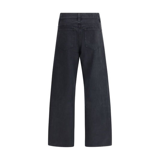 Black Cotton Straight-Leg Jeans