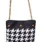 Black And White Leather And Textile Shoulder Bag