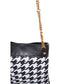 Black And White Leather And Textile Shoulder Bag