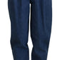 Blue Cotton High-Waisted Jean