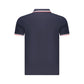 Blue Cotton Men Polo Shirt