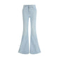 Blue Cotton Flared Jeans