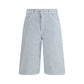 Blue Cotton Bermuda Shorts