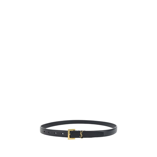 Black Calf Leather Bos Taurus Thin Belt