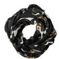 Black Modal Wool Dog Print Fringed 178cm x 64cm Scarf