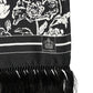Black White Silk Floral Print Fringe 136cm X 15.5cm  Scarf
