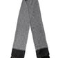 Black Silk Geometric Fringed Foulard 140cm x 15cm Scarf