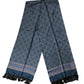 Blue Silk Crown Geometric Wrap Foulard 184cm X 33cm Scarf