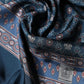 Blue Silk Crown Geometric Wrap Foulard 184cm X 33cm Scarf