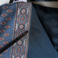 Blue Silk Crown Geometric Wrap Foulard 184cm X 33cm Scarf
