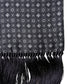Black Silk Geometric Fringe Wrap Foulard 136cm X 15cm  Scarf