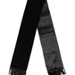 Black Silk Fringe Neck Wrap Foulard 139.5cm x 15.5cm Scarf
