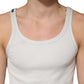Gray Cotton Ribbed Sleeveless Tank Top T-shirt