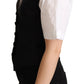 Solid Black Silk Sleeveless Waistcoat Vest Top