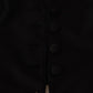 Solid Black Silk Sleeveless Waistcoat Vest Top