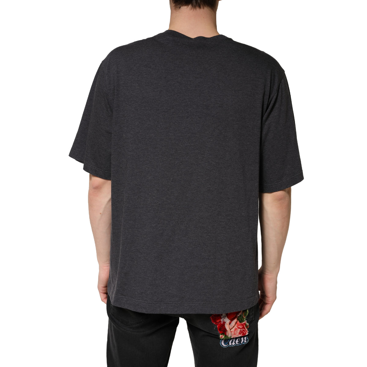 Dark Grey Cotton Crewneck Short Sleeve