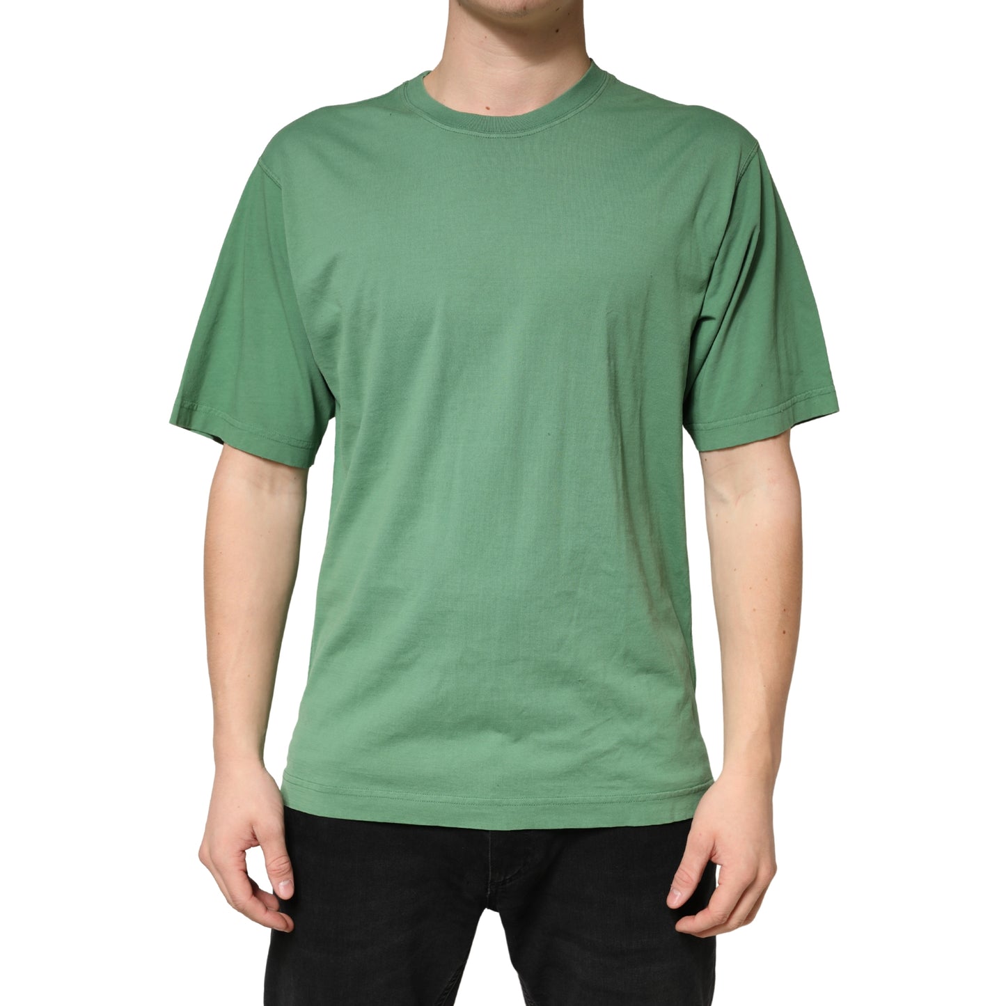LightGreen Cotton Crewneck Short Sleeve T-Shirt