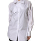 White Cotton Bow Tie Long Sleeves Blouse Top