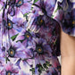 Purple Floral Silk Stretch Elegant Gown  Dress