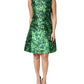 Green Clover Print Sleeveless A-Line  Dress