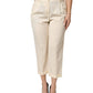 Ivory Wool Mid Waist Cropped Trouser Pants