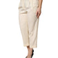 Ivory Wool Mid Waist Cropped Trouser Pants