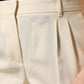 Ivory Wool Mid Waist Cropped Trouser Pants