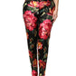 Black Floral Silk Mid Waist Tailored Trousers Pants