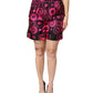 Black Fuchsia Silk Logo Elastic Waist Shorts