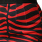 Red Black Zebra Print Polyester Pencil Midi Skirt
