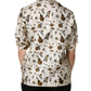 Beige Musical Instrument Print Short Sleeve Top