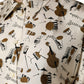 Beige Musical Instrument Print Short Sleeve Top