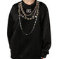 Black Embellished Logo Crystal Sweatshirt Top