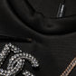Black Embellished Logo Crystal Sweatshirt Top