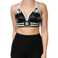 Black Floral Silk Satin Crop Logo Bralette Top