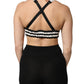 Black Floral Silk Satin Crop Logo Bralette Top