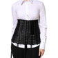 Black Lace-Up Waist Cincher Bustier Corset Top
