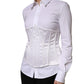 White Polyamide Waist Cincher Bustier Corset Top