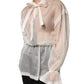 White Sheer Silk Blouse Lace Bow Tie Blouse Top