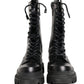 Black Leather Trek Sole Combat Boots Shoes