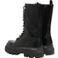 Black Leather Trek Sole Combat Boots Shoes