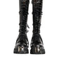 Black Leather Knee High Combat Boots Shoes