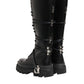 Black Leather Knee High Combat Boots Shoes