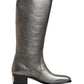 Metallic Silver Leather Knee High Boots Shoes